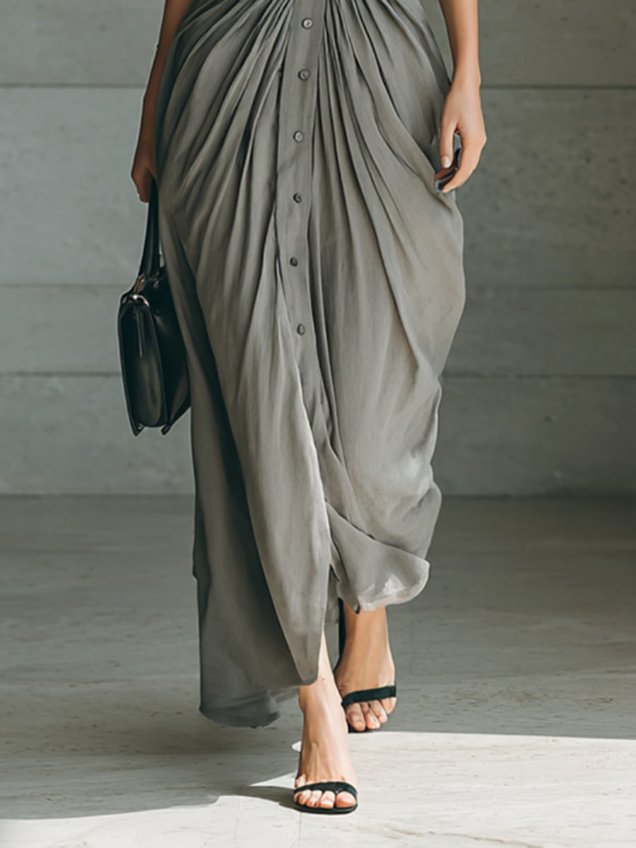 Maxi Dress with Reversible Collar