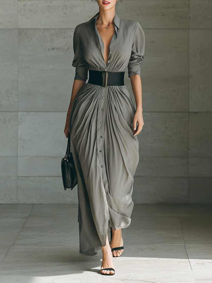 Maxi Dress with Reversible Collar