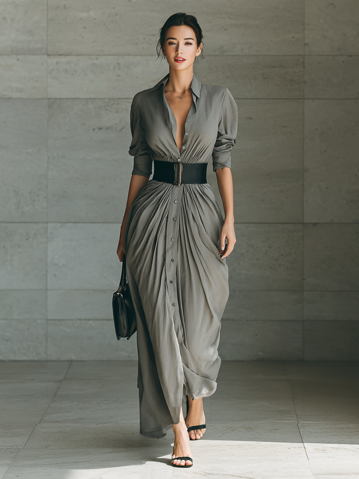 Maxi Dress with Reversible Collar