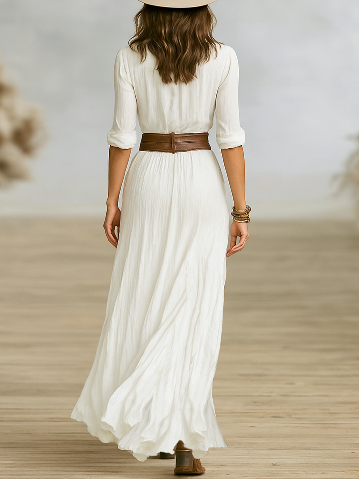 Maxi Dress Made of Cotton and Imitation Linen
