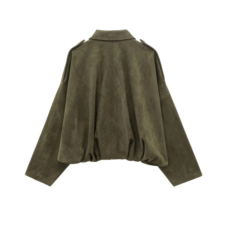 Alina™  Oversize’owy płaszcz zamszowy