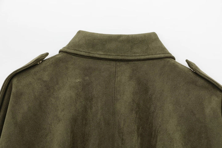 Alina™  Oversize’owy płaszcz zamszowy