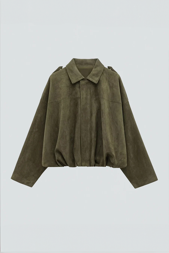 Alina™  Oversize’owy płaszcz zamszowy