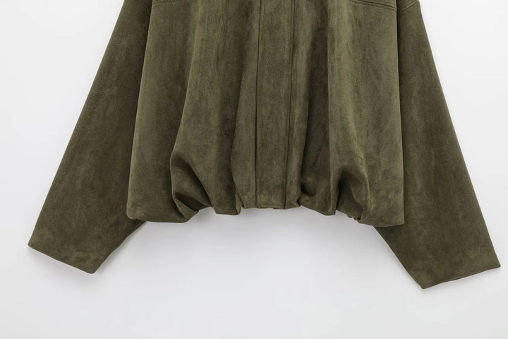 Alina™  Oversize’owy płaszcz zamszowy